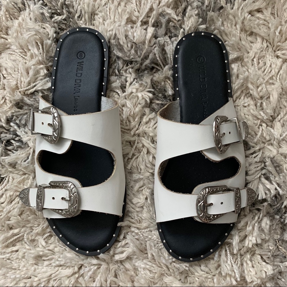 White Buckle Sandals